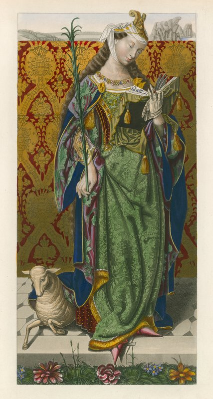 Saint Agnes, c 1520, från en bild av Lucas van Leyden av Henry Shaw