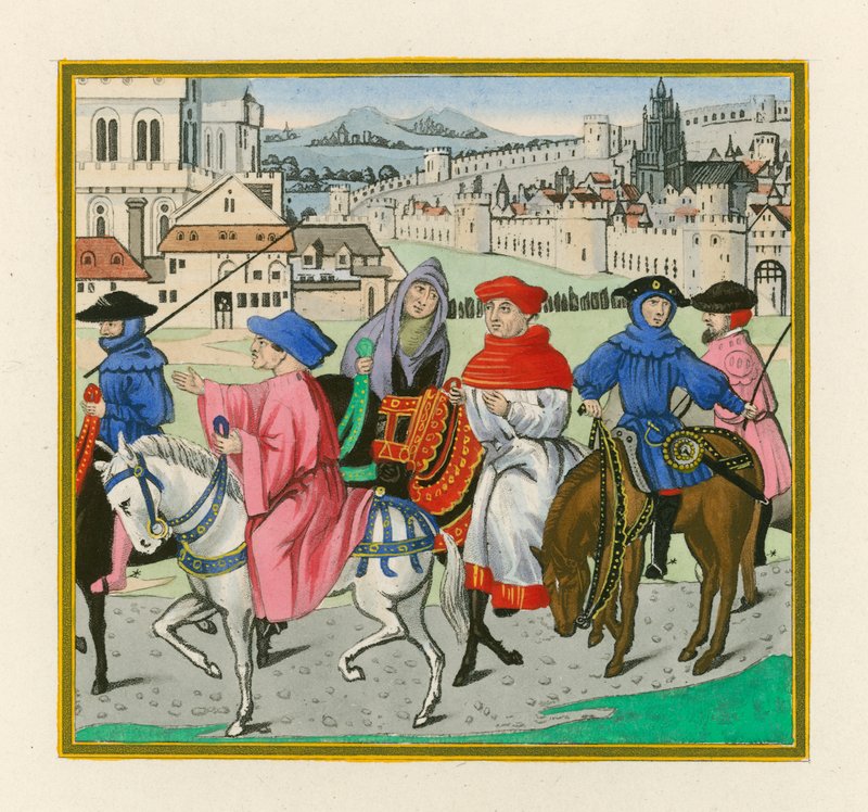Pilgrimsfärden i Canterbury, sent 1400-tal av Henry Shaw