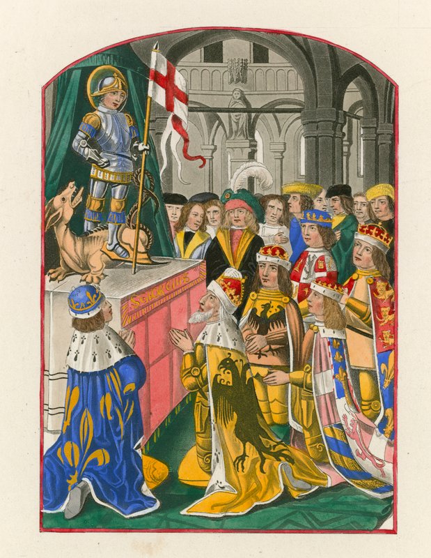 The Sovereigns of Europe Worshiping St George, sent 1400-tal av Henry Shaw