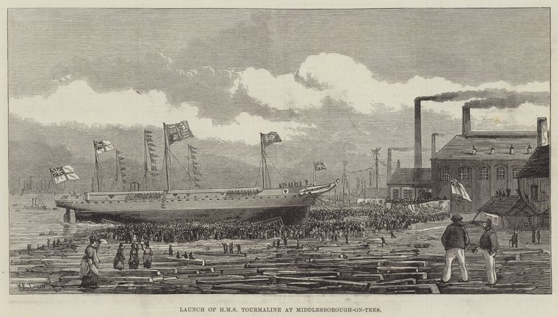 Sjösättning av HMS Tourmaline i Middlesborough-on-Tees av Henry Spernon Tozer