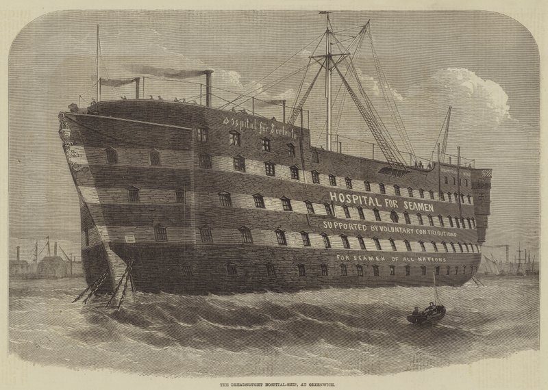 The Dreadnought Hospital-Ship, at Greenwich  av Henry Spernon Tozer