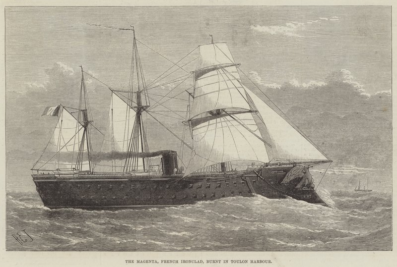 Magenta, franska järnklädda, brändes i Toulons hamn av Henry Spernon Tozer