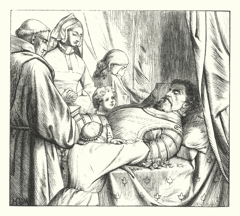 The Dirge of the Famous (gravyr) av Henry Stacey (after) Marks