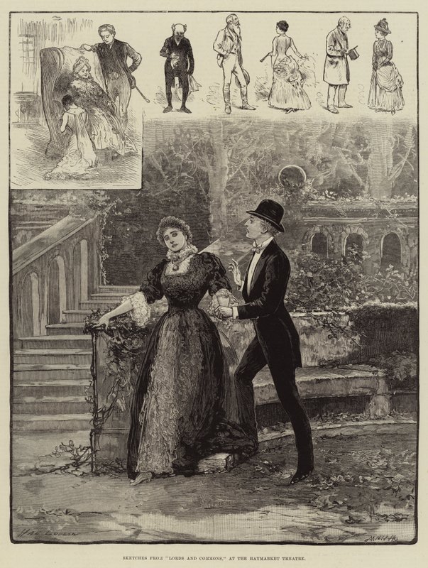 Skisser från Lords and Commons, på Haymarket Theatre av Henry Stephen Ludlow