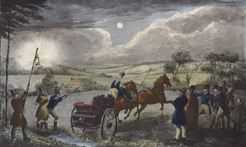 Hur man bekvämt korsar ett land efter middagen (litografi) av Henry Thomas (after) Alken