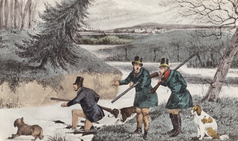 Mytton skjuter på vintern (litografi) av Henry Thomas (after) Alken