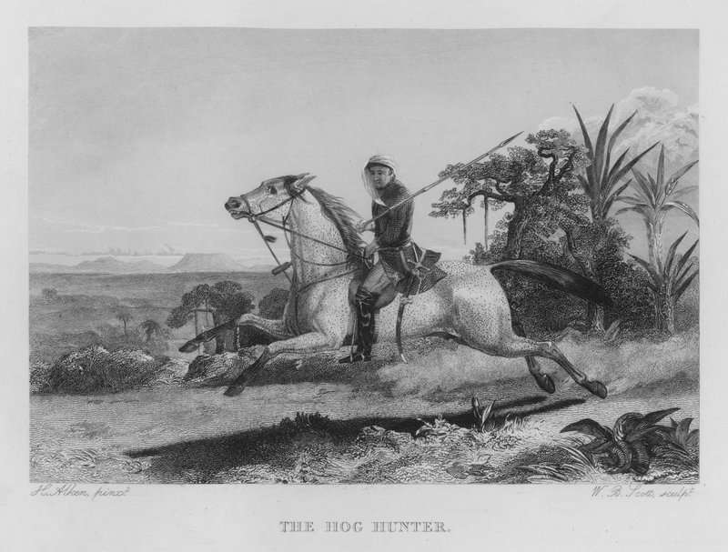 The Hog Hunter (gravyr) av Henry Thomas (after) Alken