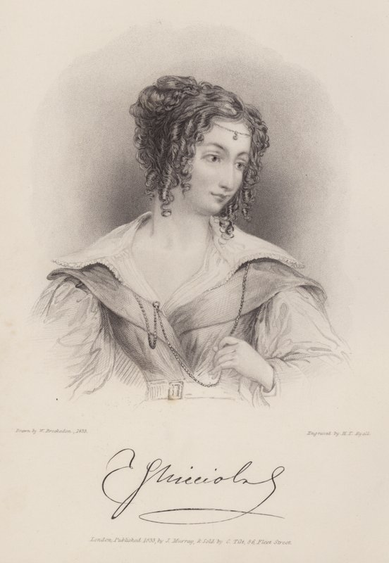 Grevinnan Teresa Guiccioli, älskarinna till Lord Byron (gravyr) av Henry Thomas (after) Ryall