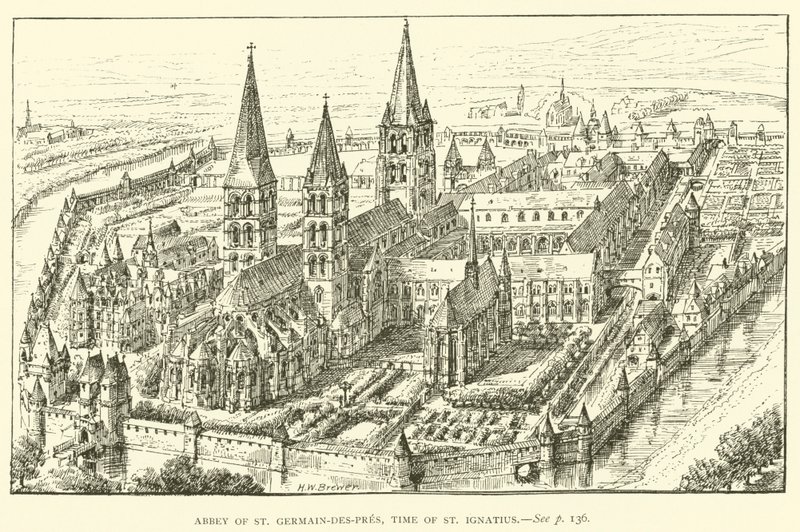 Abbey of St Germain-des-Pres, tiden för St Ignatius (gravyr) av Henry William Brewer