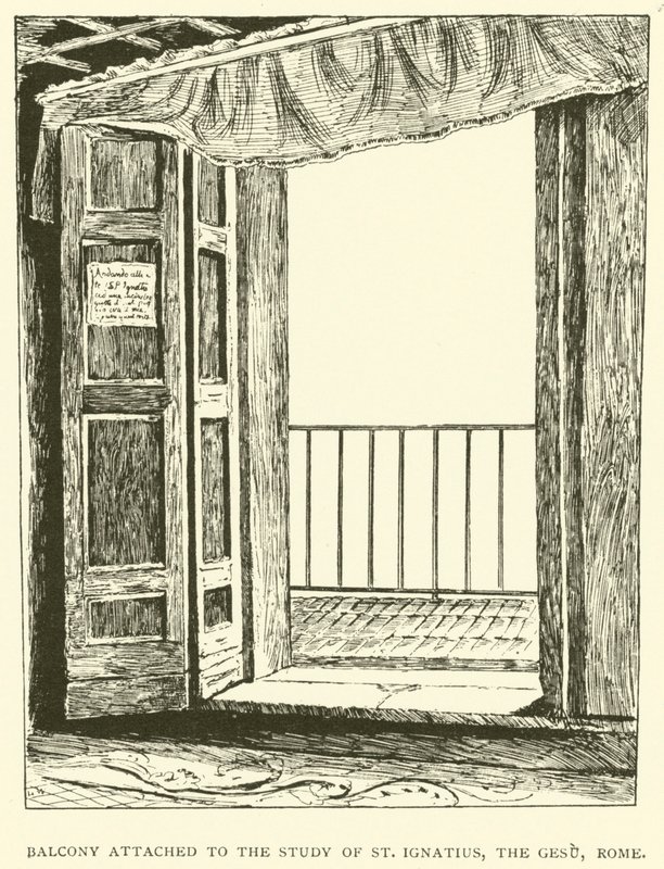 Balkong kopplad till studiet av St Ignatius, Gesu, Rom (gravyr) av Henry William Brewer