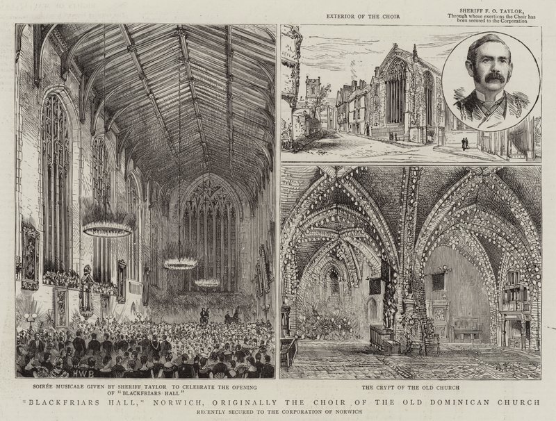 Blackfriars Hall, Norwich, ursprungligen kören i den gamla dominikanska kyrkan. av Henry William Brewer