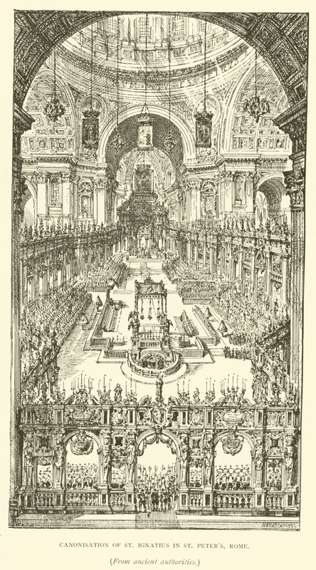 Kanonisering av St Ignatius i Peterskyrkan, Rom (gravyr) av Henry William Brewer