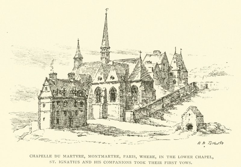 Chapelle du Martyre, Montmartre, Paris, där, i Nedre kapellet, St Ignatius och hans följeslagare avlade sina första löften (gravyr) av Henry William Brewer