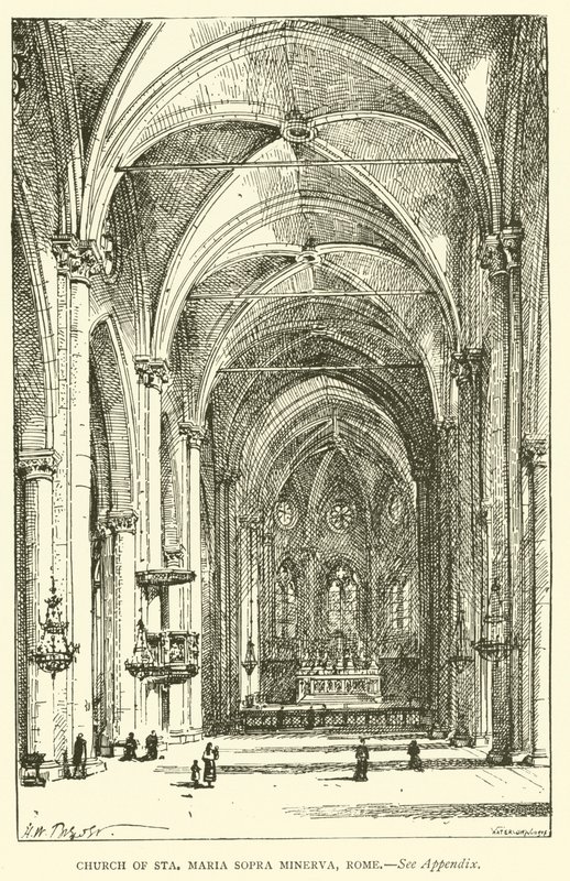 Kyrkan Sta Maria Sopra Minerva, Rom (gravyr) av Henry William Brewer