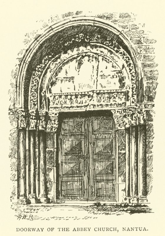 Dörröppningen till Abbey Church, Nantua (gravyr) av Henry William Brewer