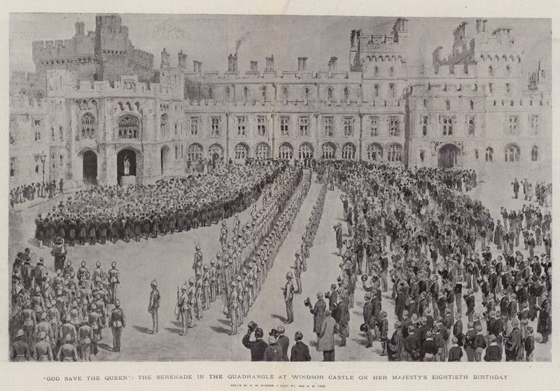 Gud bevare drottningen, serenaden i fyrkanten på Windsor Castle på Hennes Majestäts åttioårsdag av Henry William Brewer