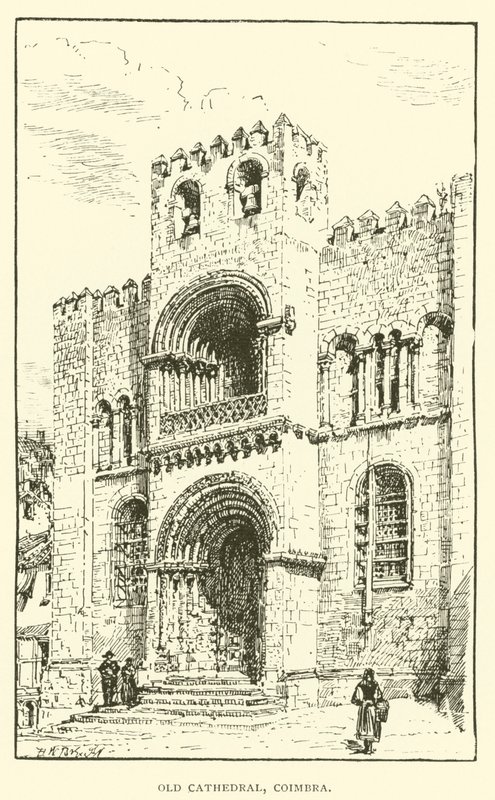 Gamla katedralen, Coimbra (gravyr) av Henry William Brewer