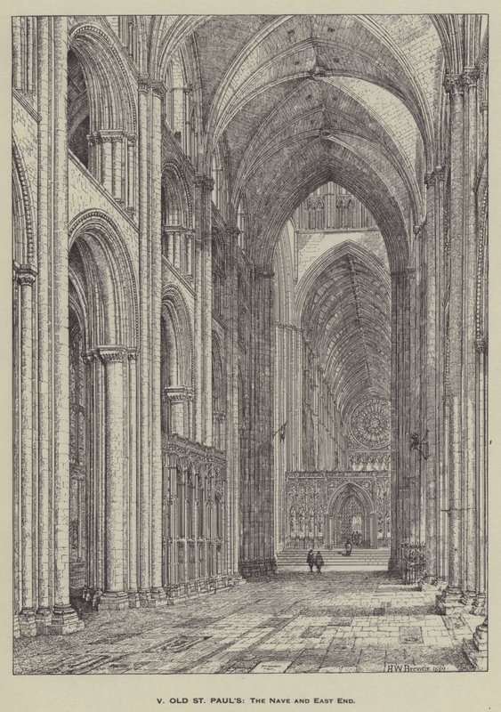 Old St Pauls, The Nave och East End av Henry William Brewer