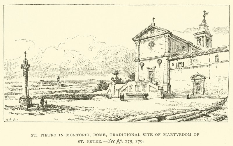 St Pietro i Montorio, Rom, traditionell plats för St Peters martyrskap (gravyr) av Henry William Brewer
