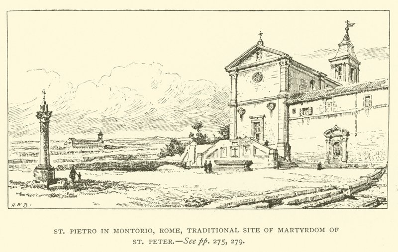 St Pietro i Montorio, Rom, traditionell plats för St Peters martyrskap (gravyr) av Henry William Brewer