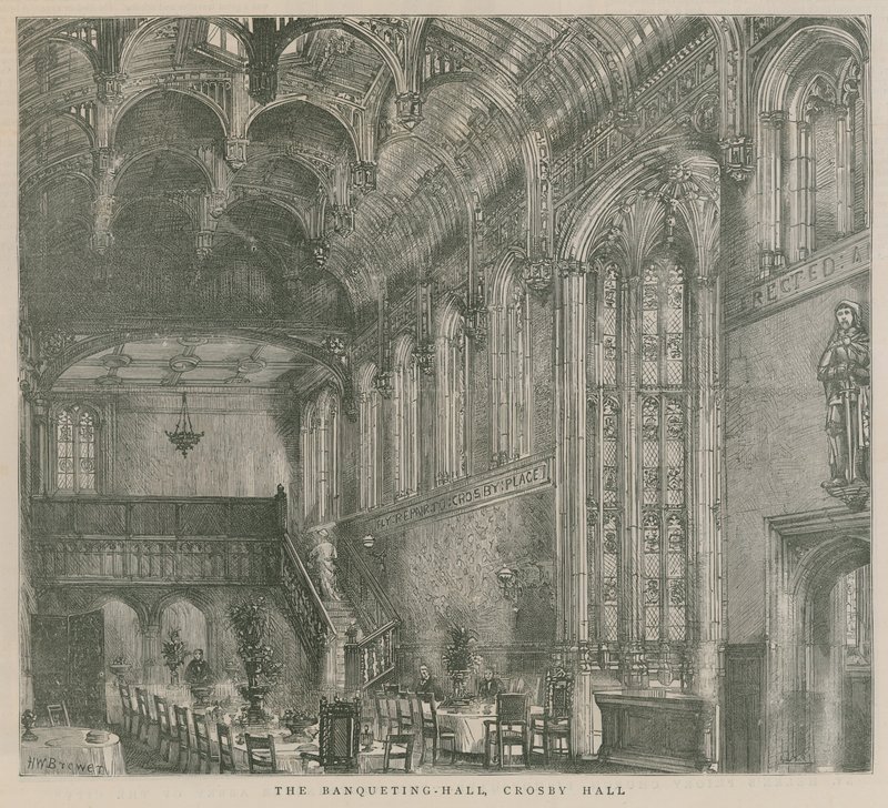 Bankettsalen, Crosby Hall, London av Henry William Brewer
