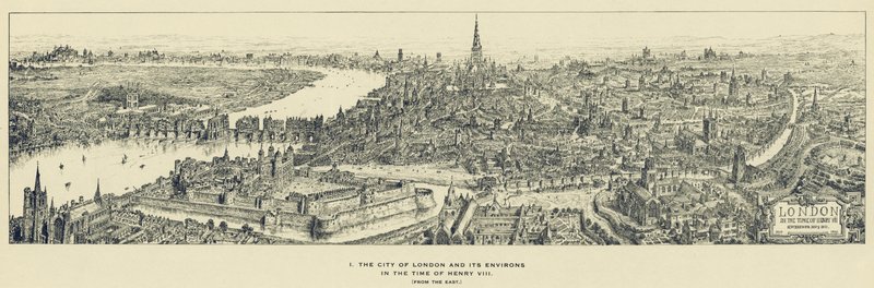Staden London och dess omgivningar i Henry VIII:s tid, från öst av Henry William Brewer