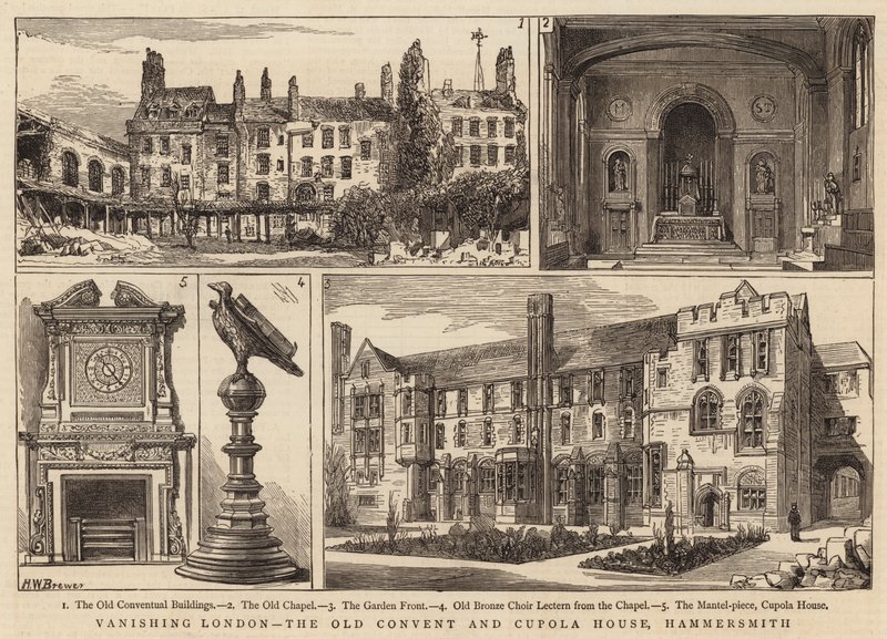 Försvinnande London, Old Convent and Cupola House, Hammersmith av Henry William Brewer