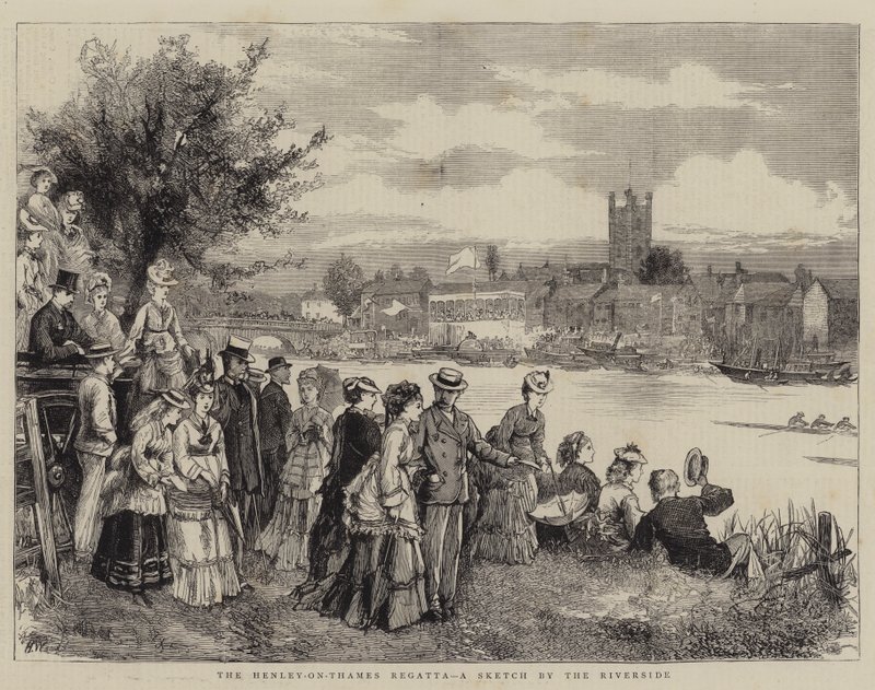 Henley-on-Thames Regatta, en skiss vid floden av Henry Woods