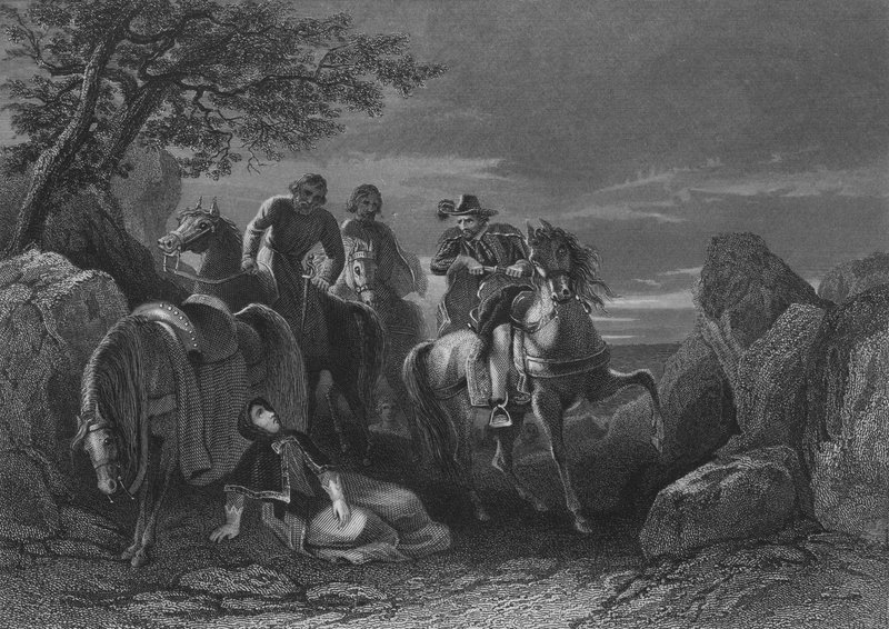 Hugh ONeill, Earl of Tyrone, och hans anhängare lämnar Ulster till det europeiska fastlandet under Earls Flight, 4 september 1607 av Henry after Warren