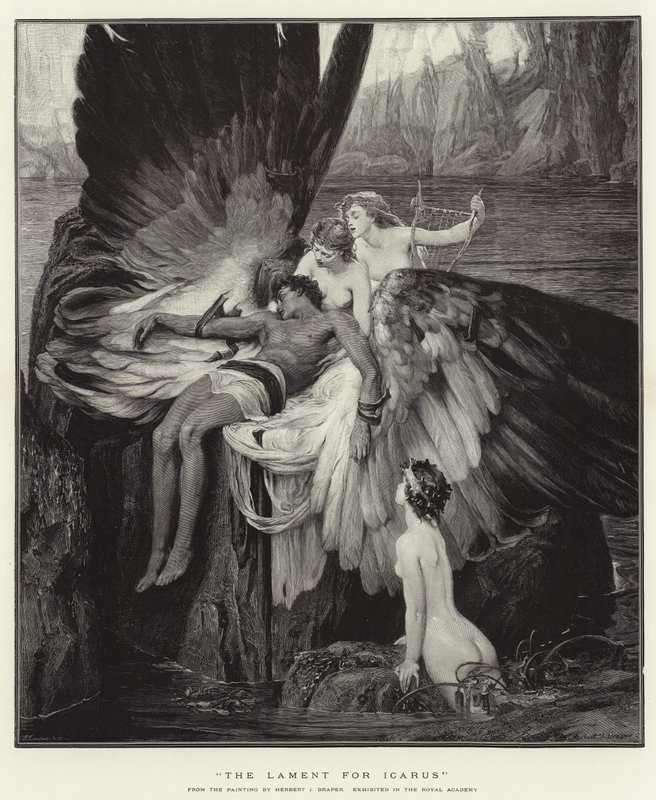Klagovisan för Ikaros av Herbert James Draper