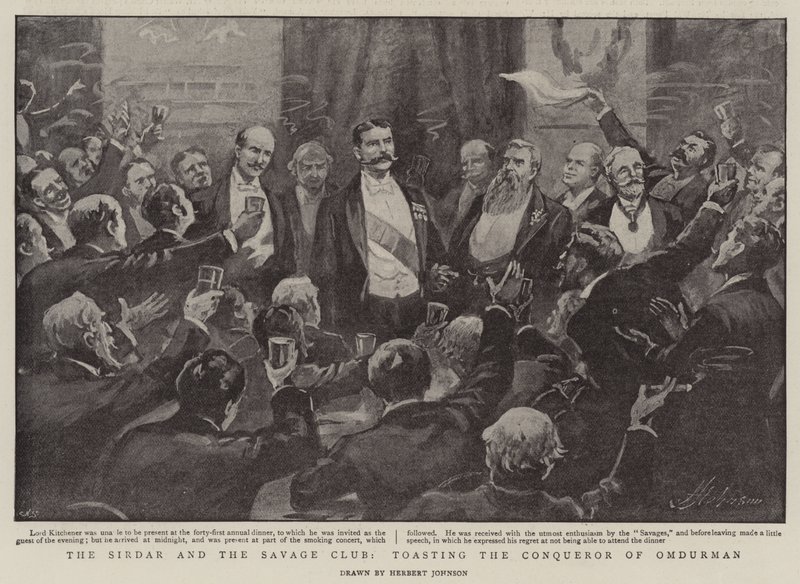 The Sirdar and the Savage Club, skålar för Erövraren av Omdurman av Herbert Johnson