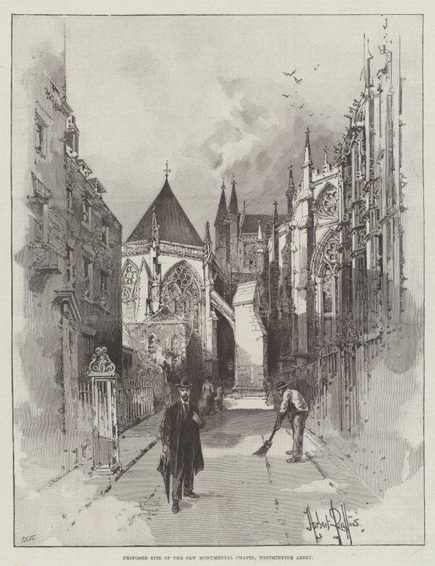 Föreslagen plats för det nya monumentala kapellet, Westminster Abbey av Herbert Railton