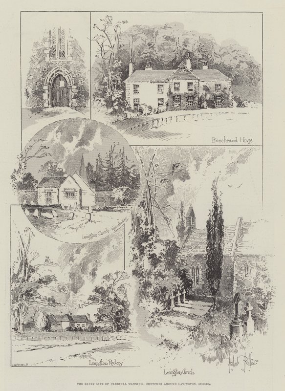 Kardinal Mannings tidiga liv, skisser runt Lavington, Sussex av Herbert Railton