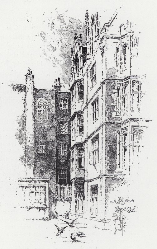En bit från Essex Court (gravyr) av Herbert (after) Railton