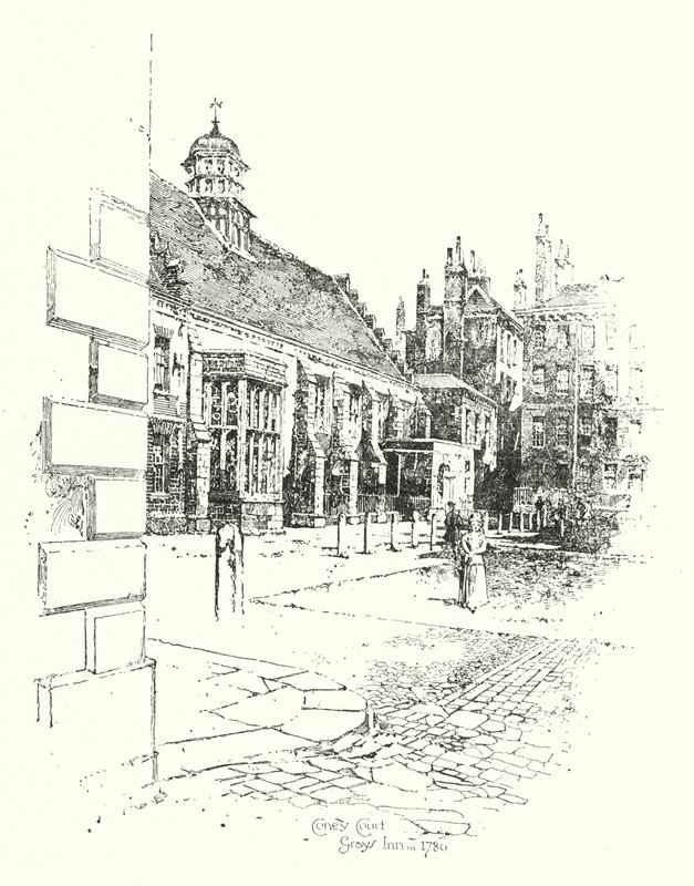 Coney Court, Grays Inn, 1780 (litho) av Herbert (after) Railton
