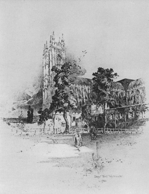 Deans Yard, Westminster, London, 1730 (litho) av Herbert (after) Railton