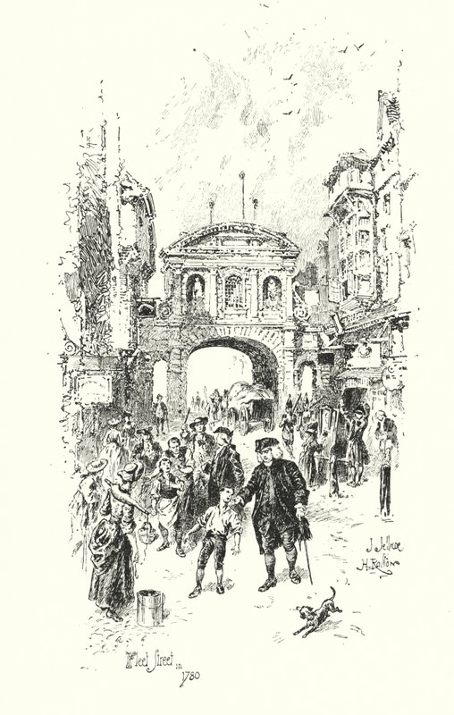 Dr Johnson, Fleet Street, London, 1780 (litho) av Herbert (after) Railton