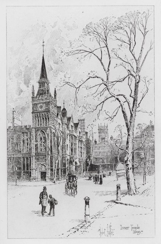 Inner Temple Library (gravyr) av Herbert (after) Railton