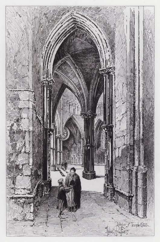 Interiör av Temple Church (gravyr) av Herbert (after) Railton