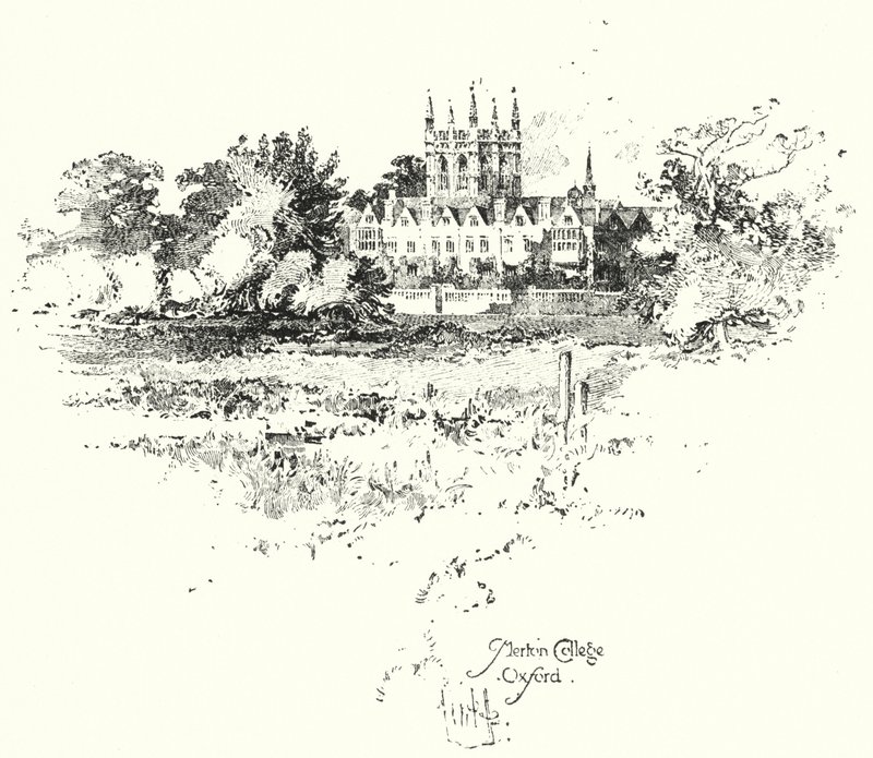 Merton College, Oxford (litho) av Herbert (after) Railton