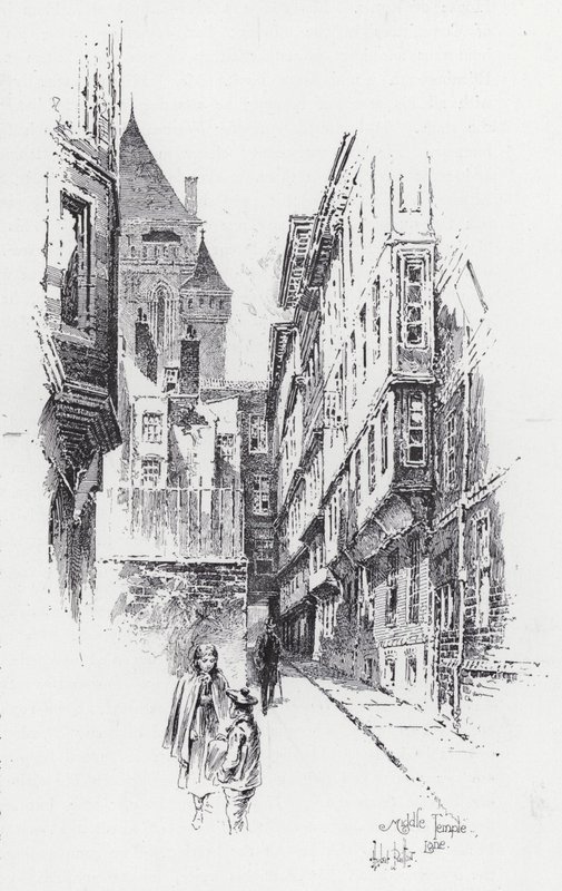 Middle Temple Lane (gravyr) av Herbert (after) Railton