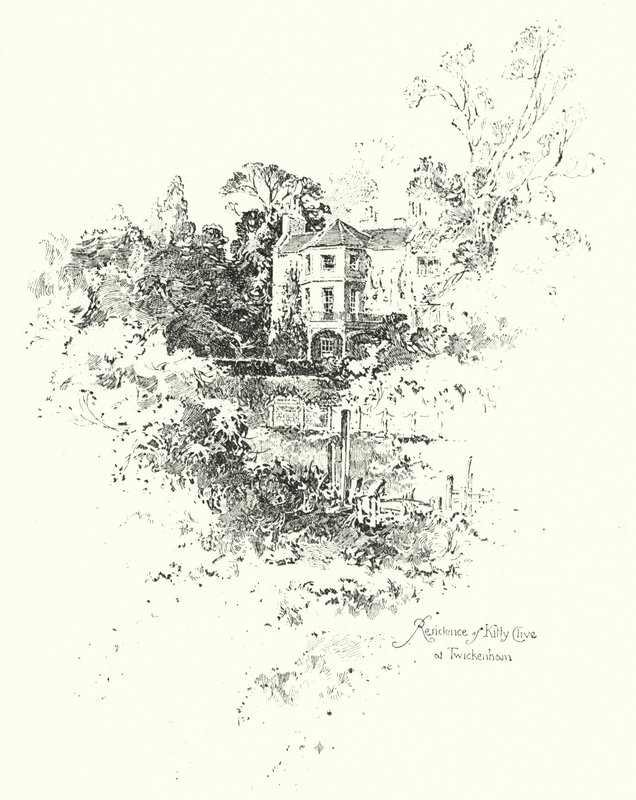 Residens för Kitty Clive, Twickenham, London (litho) av Herbert (after) Railton