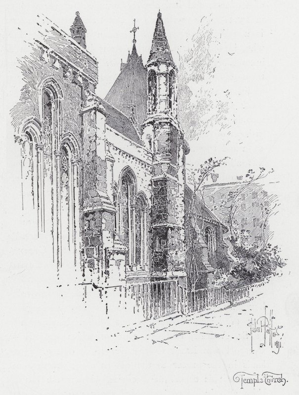 Temple Church (gravyr) av Herbert (after) Railton