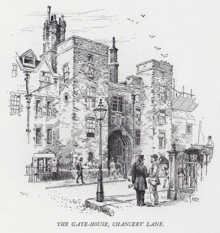 The Gate-House, Chancery Lane (gravyr) av Herbert (after) Railton