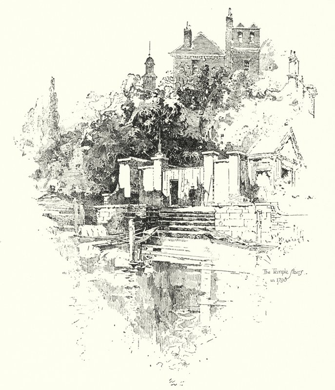 The Temple Stairs, London, 1790 (litho) av Herbert (after) Railton