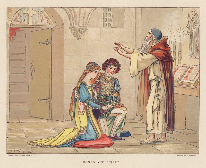 Shakespeare för unga: Romeo och Julia (färglitografi) av Herbert (after) Sidney