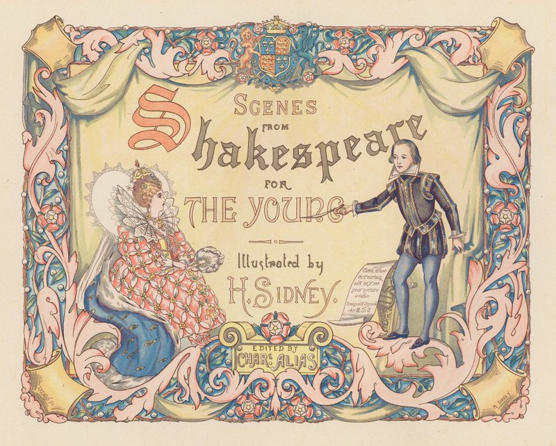 Titelsidesillustration till Scenes from Shakespeare for the Young (färglitografi) av Herbert (after) Sidney