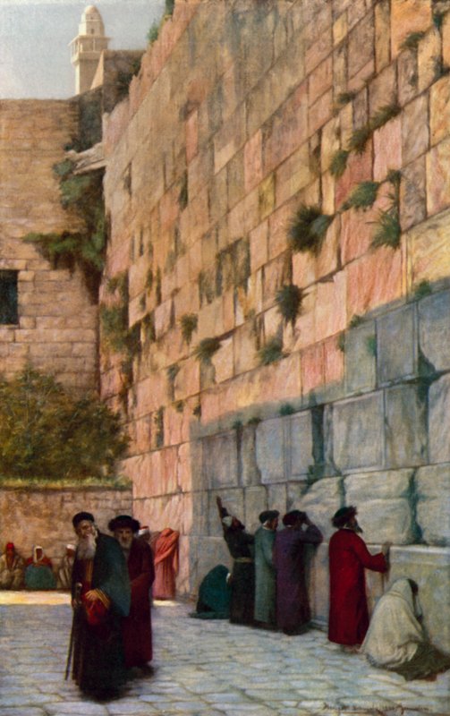 Klagomålsmuren, Jerusalem av Herbert Gustave after Schmalz