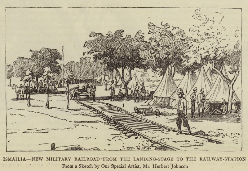 Ismailia, New Military Railroad från landningsstadiet till järnvägsstationen av Herbert Johnson