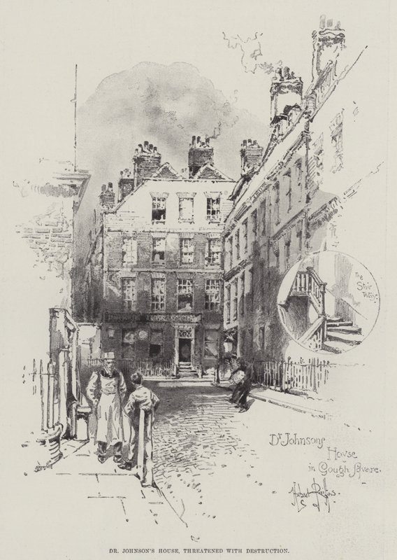 Dr Johnsons hus, hotad med förstörelse av Herbert Railton
